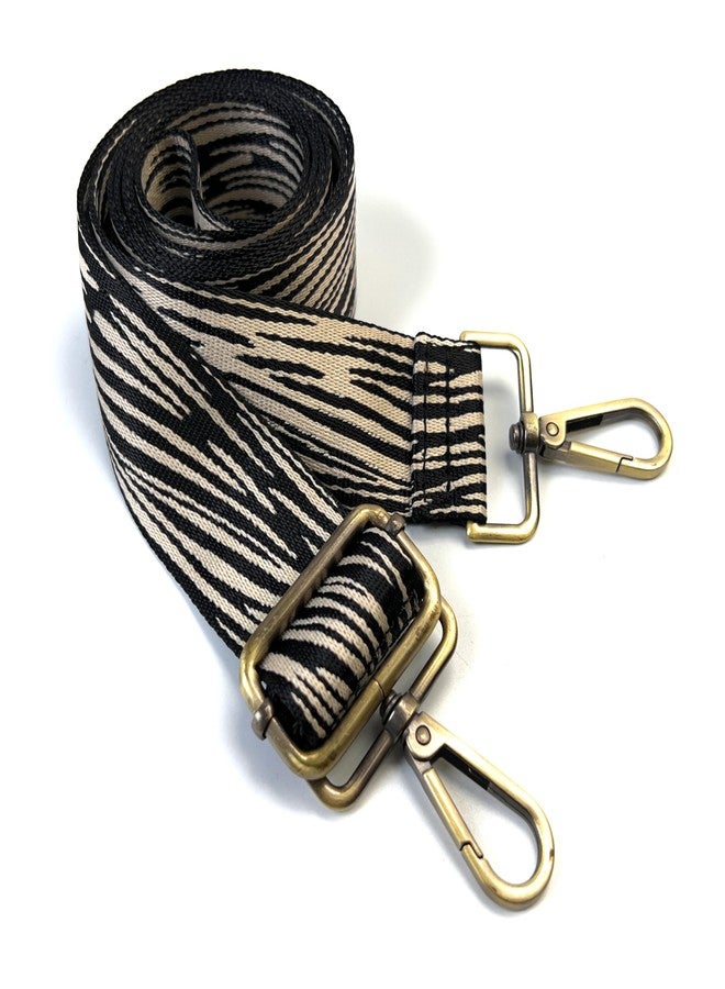 VersaKits Purse Straps Replacement Crossbody Tiger Print 1-1/2 Inch Wide with Brass Buckles Adjustable Shoulder Guitar Strap for Crossbody Bag Purse Handbag - Image 1